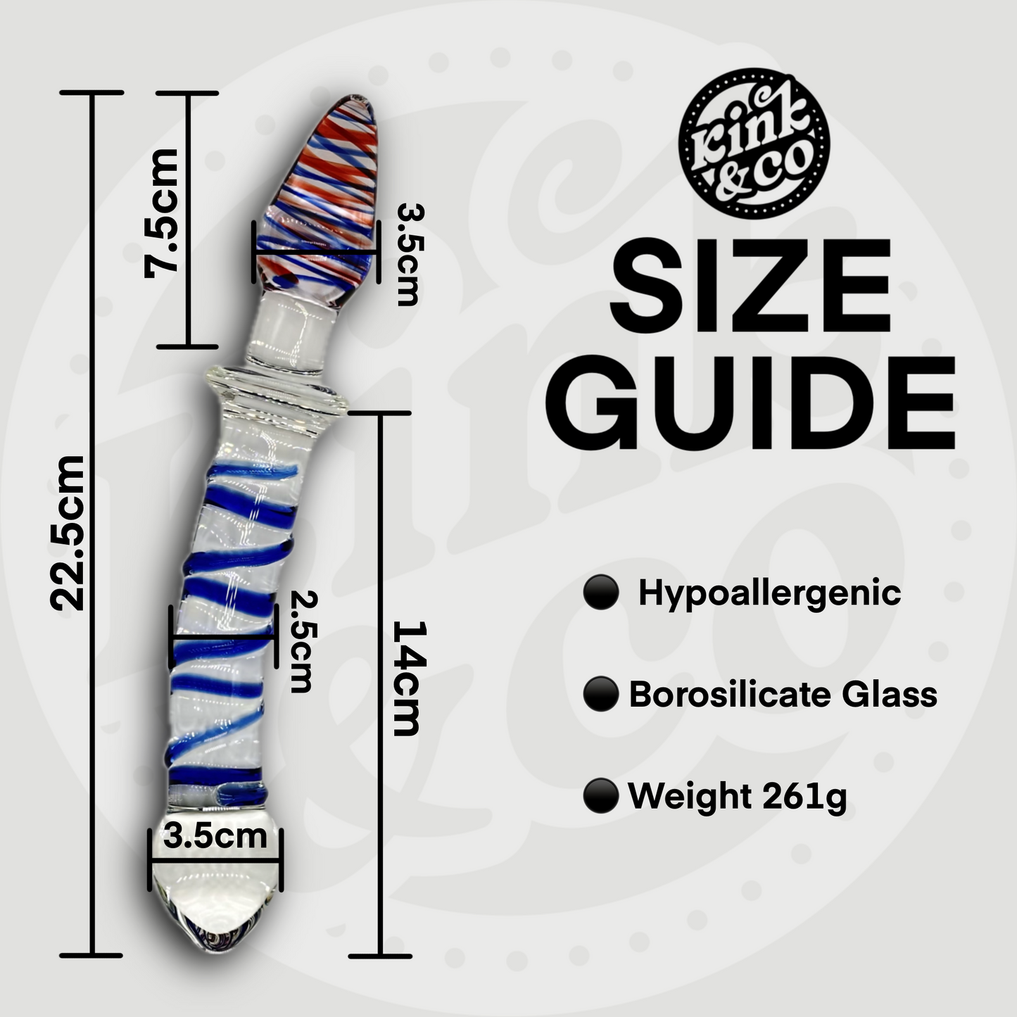 Curved Ribbed Glass Dildo With Butt Plug