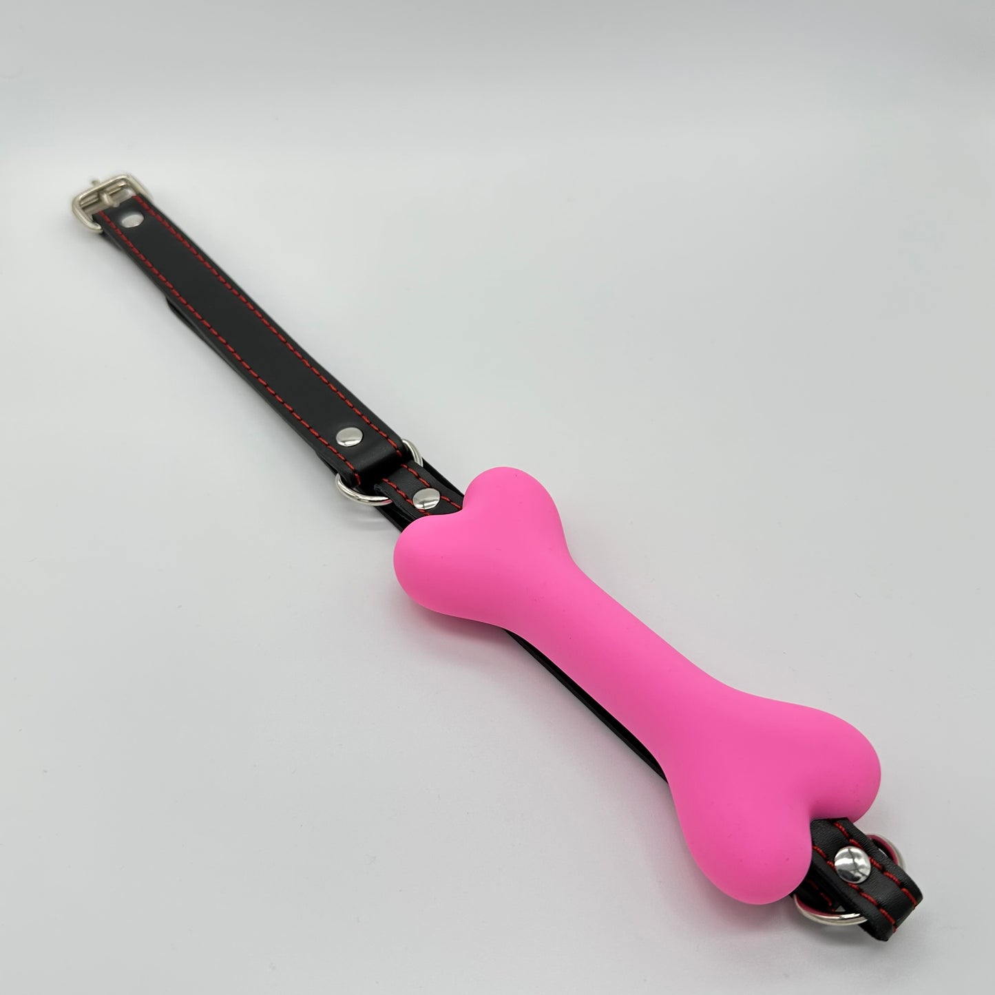 BDSM-Knochenknebel aus Silikon mit Lederriemen