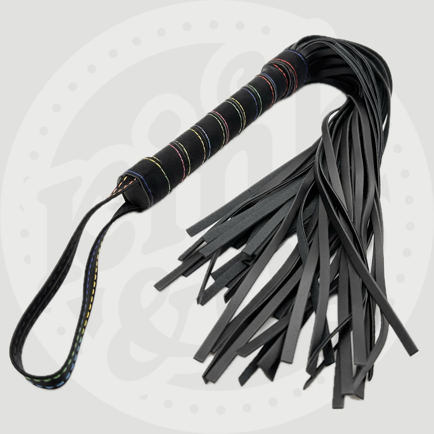 Soft Faux Leather Flogger with Rainbow Stitching