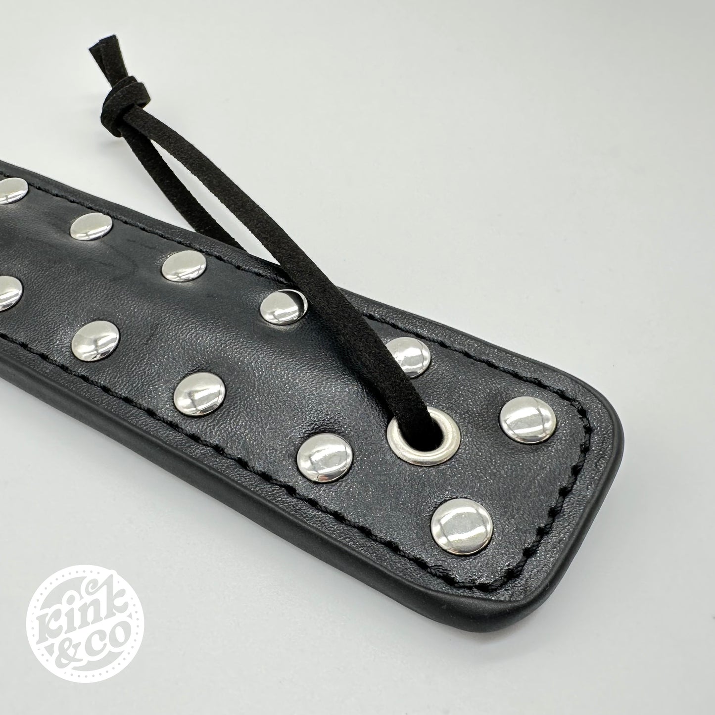 Black Heart Studded Leather Slapper Paddle - By Kink&Co