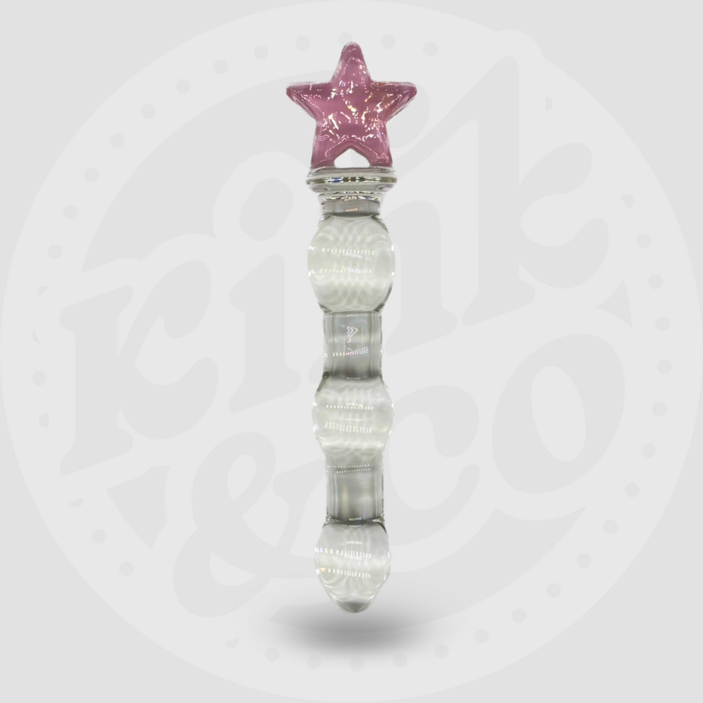 Beaded Glass Dildo with Pink Star Top