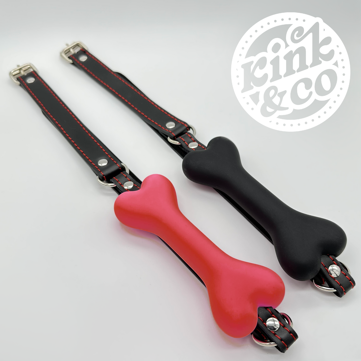 Silicone BDSM Bone Gag with Leather Straps