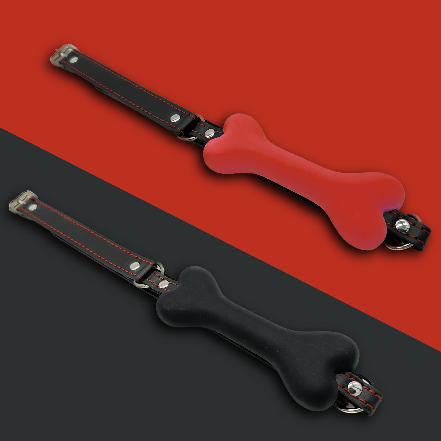 Silicone BDSM Bone Gag with Leather Straps