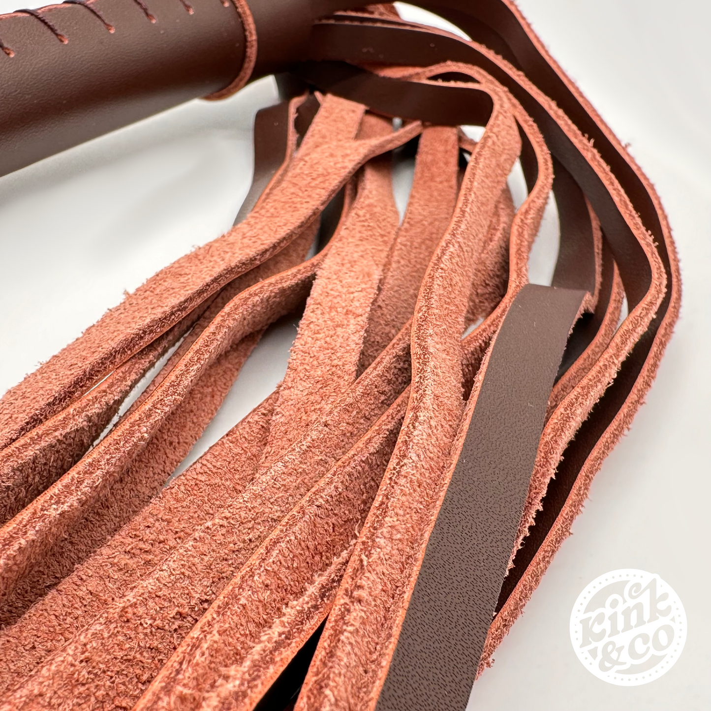 Brown Soft Faux Leather Riding Crop Style flogging Whip With Stitched Handle