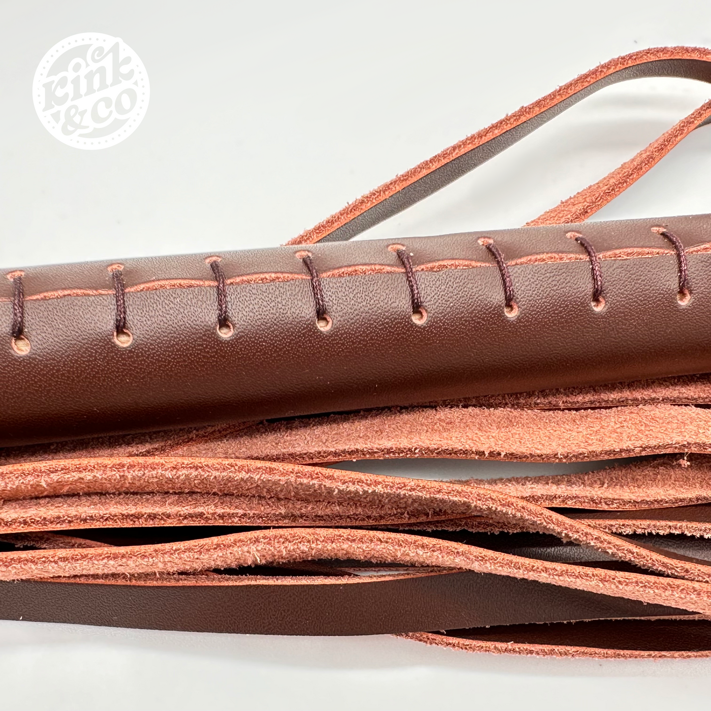 Brown Soft Faux Leather Riding Crop Style flogging Whip With Stitched Handle