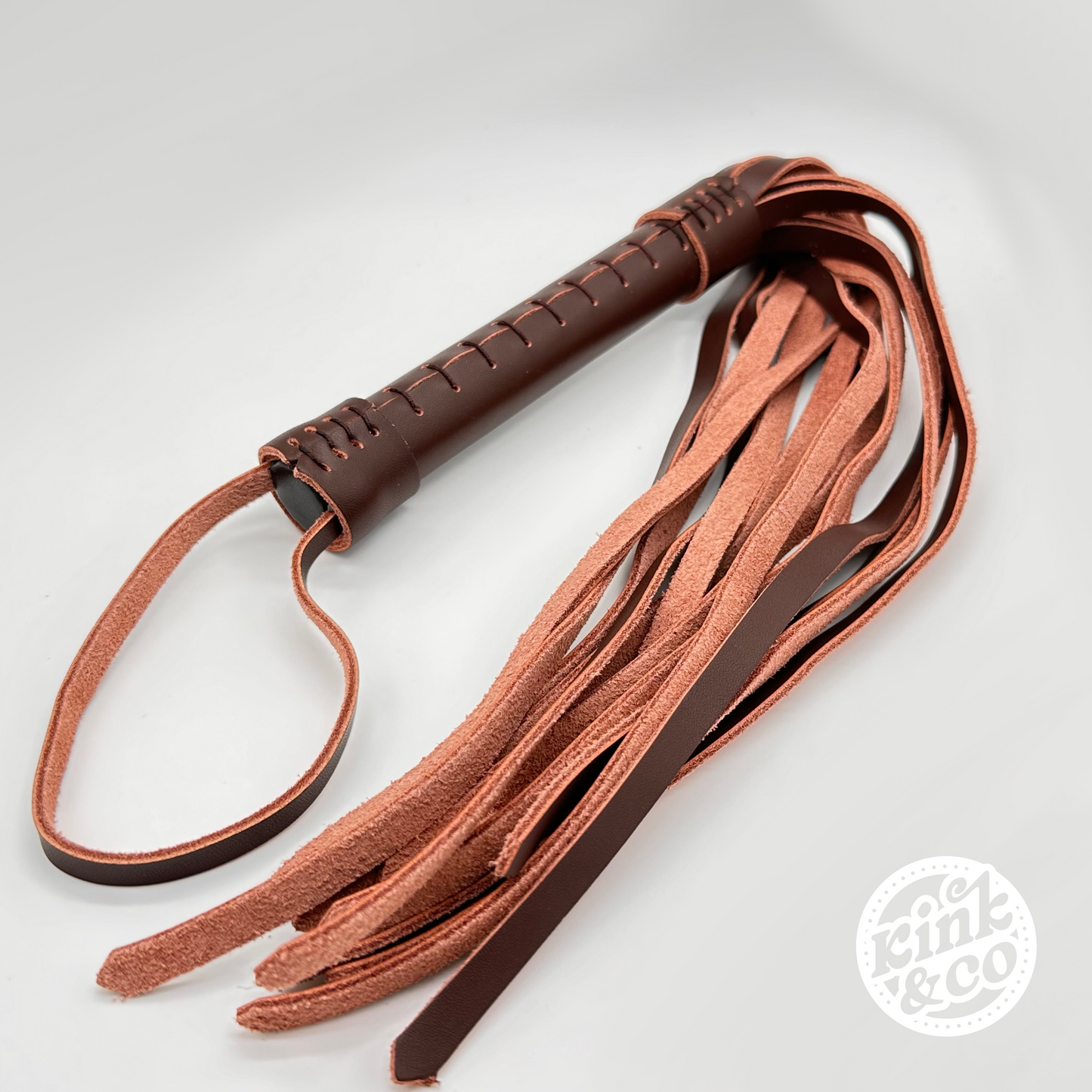 Brown Soft Faux Leather Riding Crop Style flogging Whip With Stitched Handle