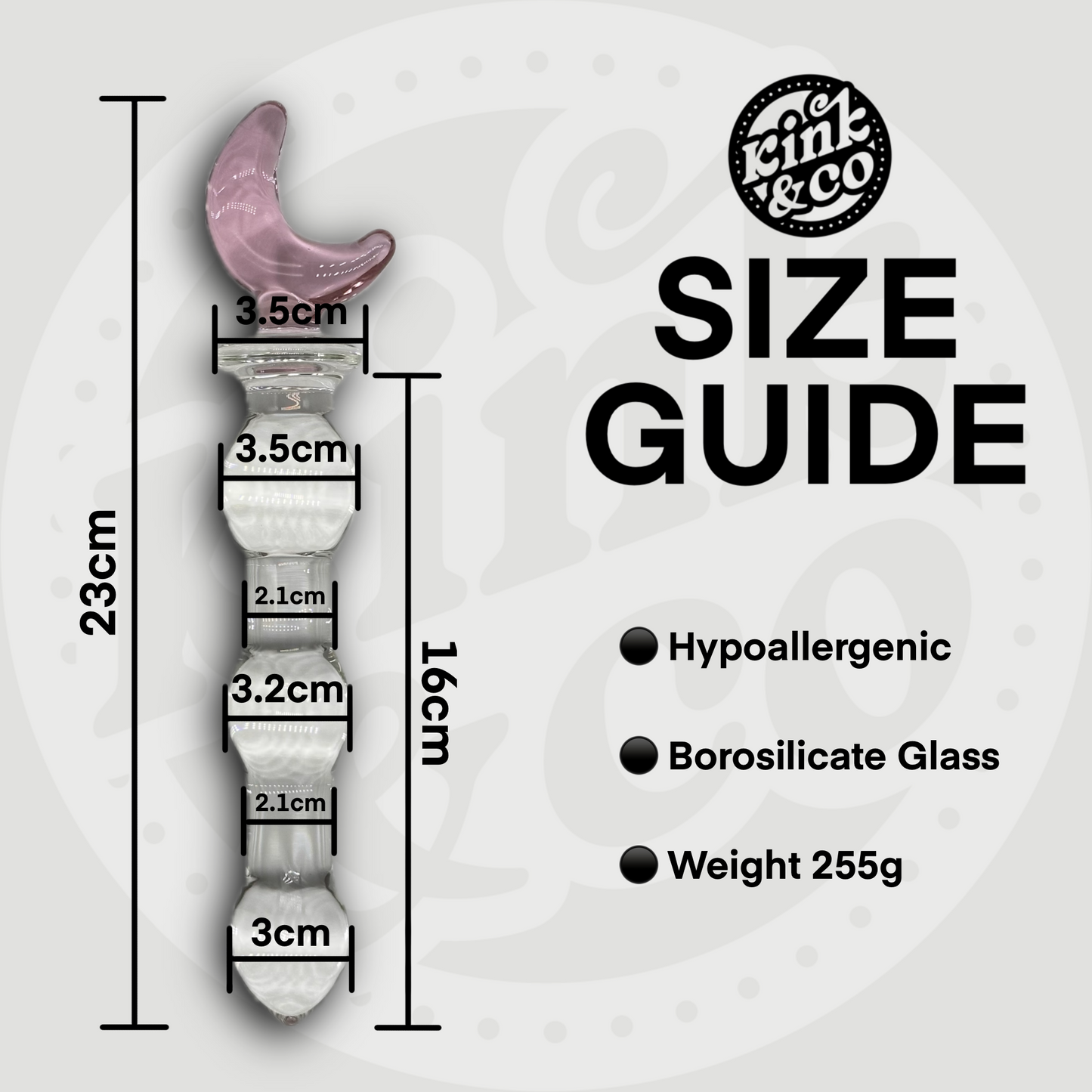 Beaded Glass Dildo With Pink Moon Top