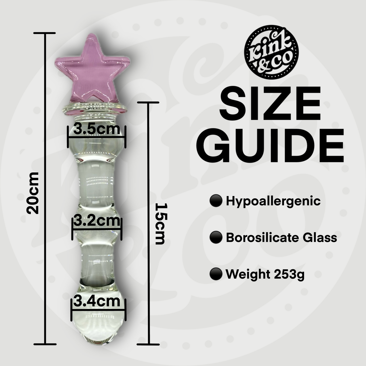Beaded Glass Dildo with Pink Star Top