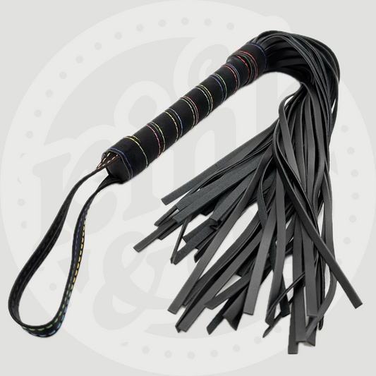 Soft Faux Leather Flogger with Rainbow Stitching
