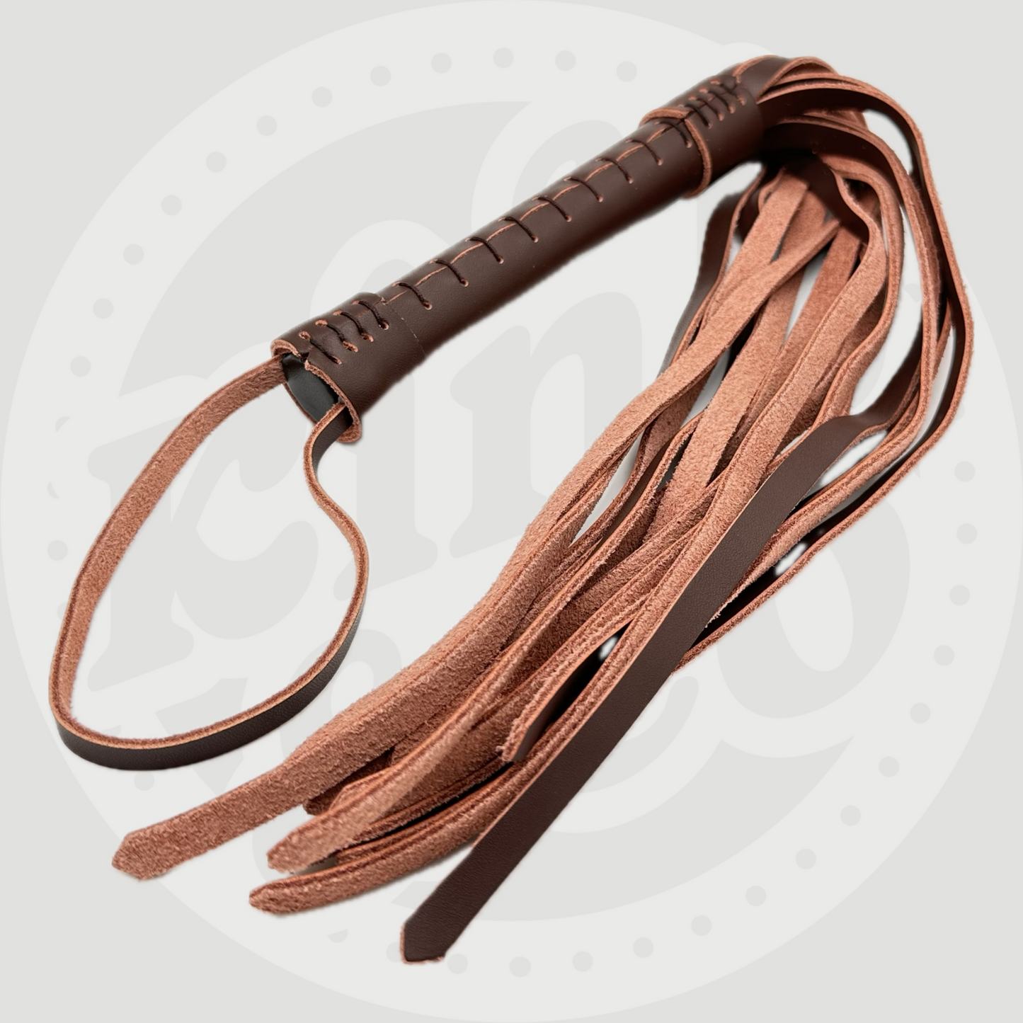 Brown Soft Faux Leather Riding Crop Style flogging Whip With Stitched Handle