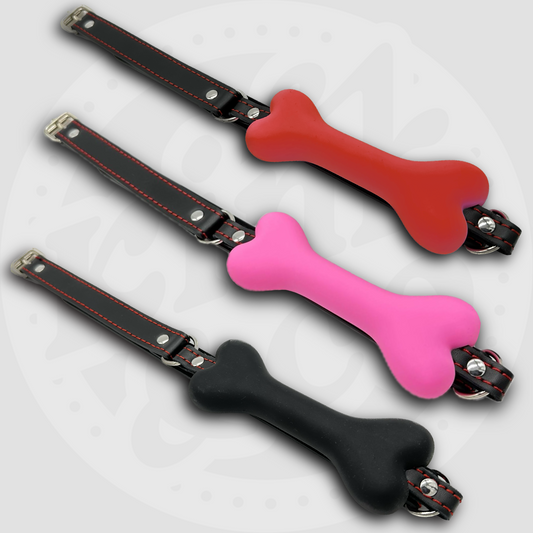 Silicone BDSM Bone Gag with Leather Straps