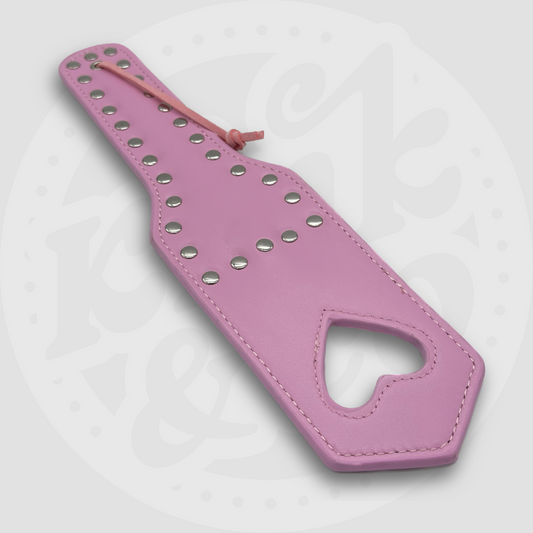 Pink Faux Leather Heart Spanking Paddle with Studs