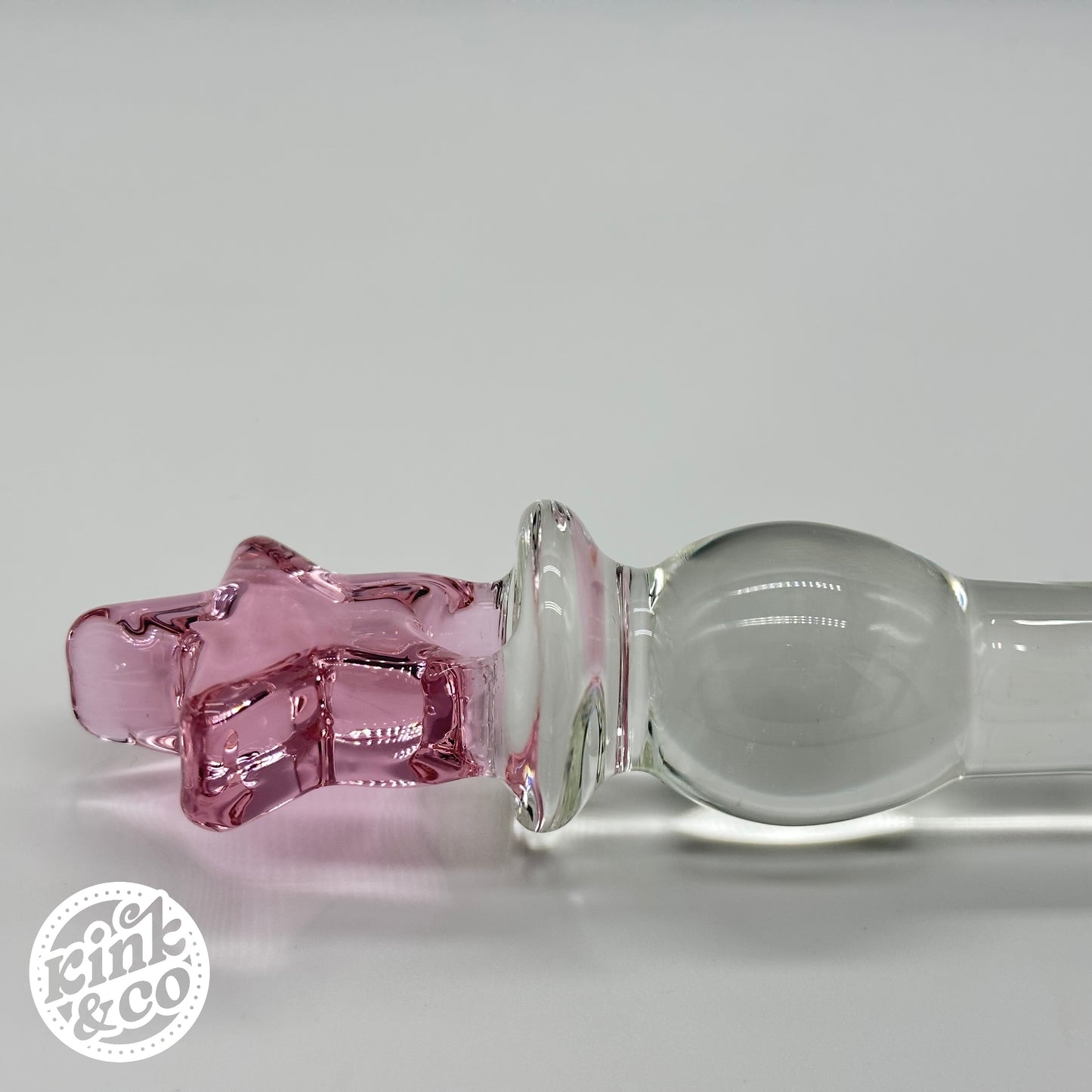 Glass Dildo Pink Star Top With Beaded Body - By Kink&Co Star top 