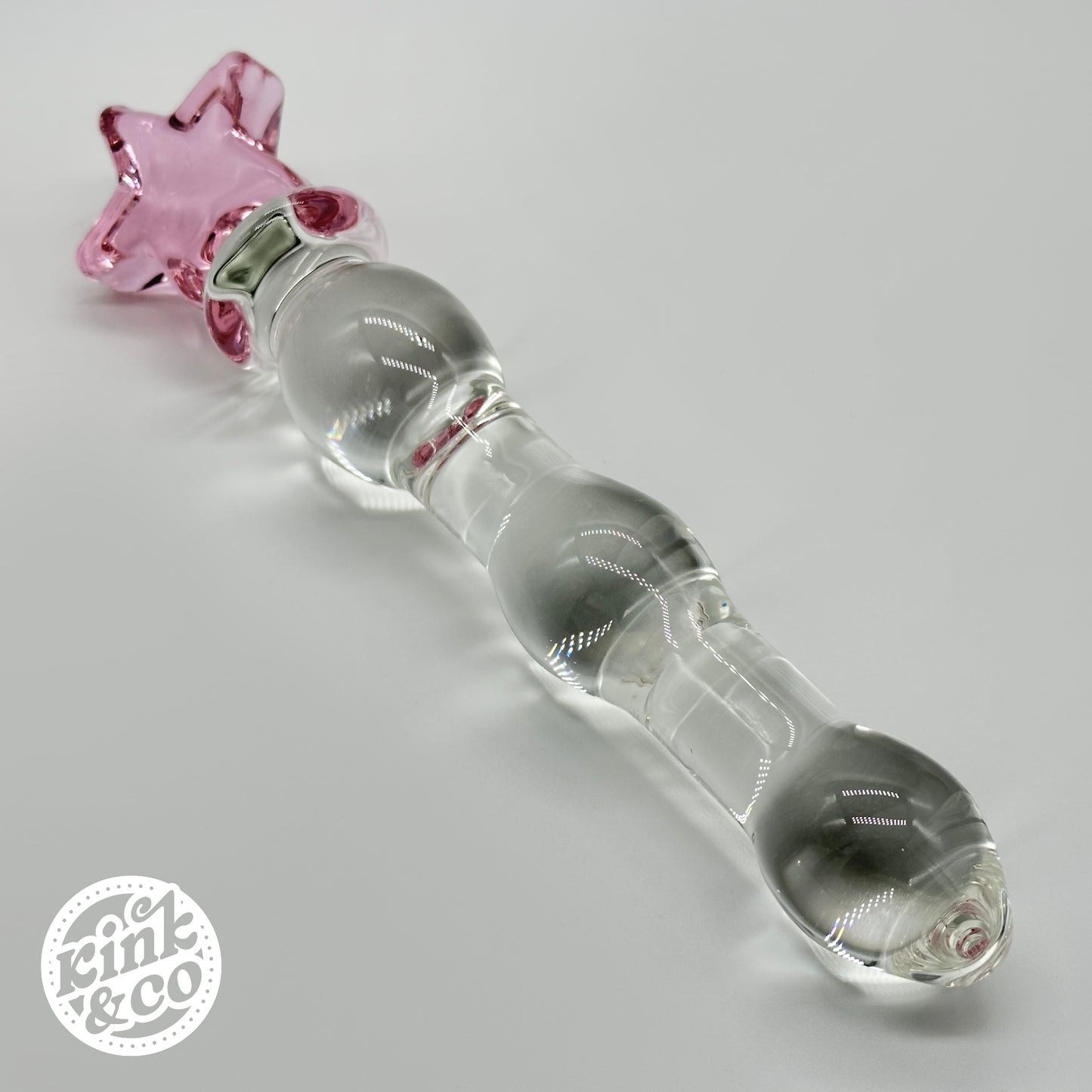 Beaded Glass Dildo with Pink Star Top