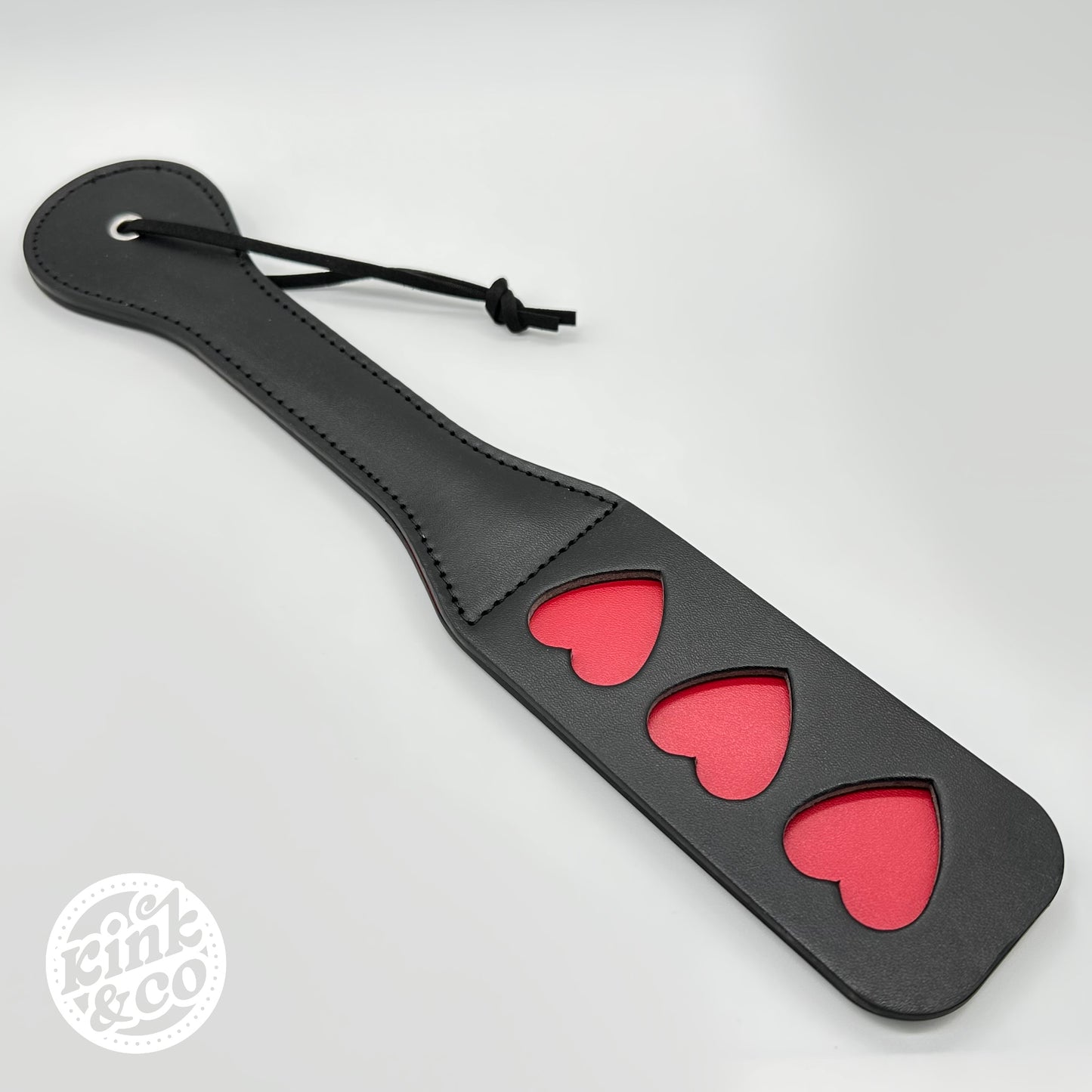 Split Faux Leather Spanking Paddle with Hearts