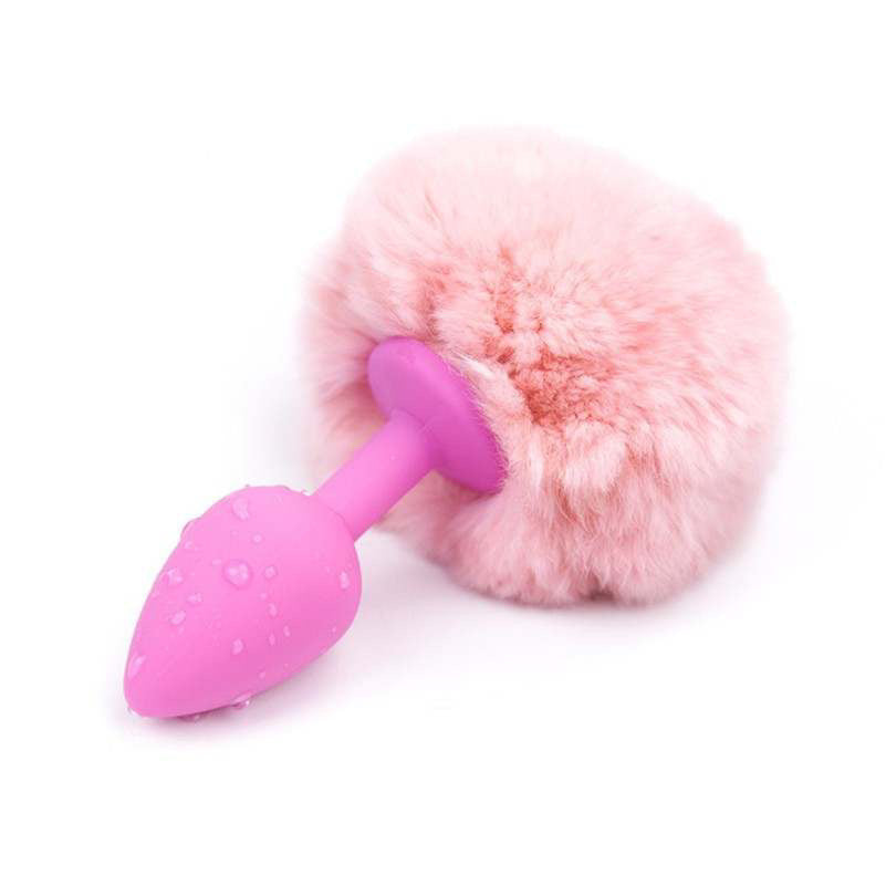 Pink Cute Bunny Faux Fur Tail Butt Plug - By Kink&Co
