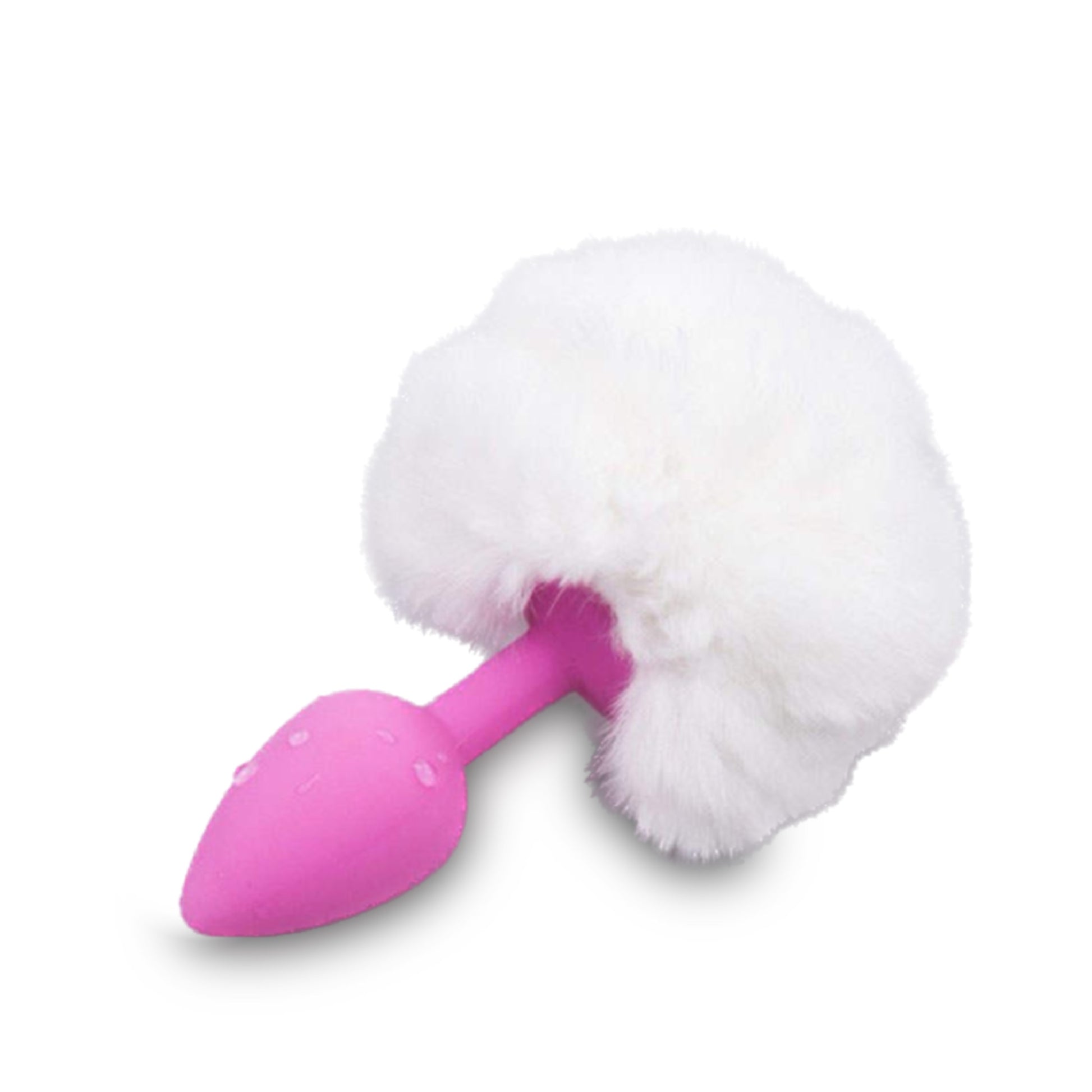 Pink and white Cute Bunny Faux Fur Tail Butt Plug - By Kink&Co