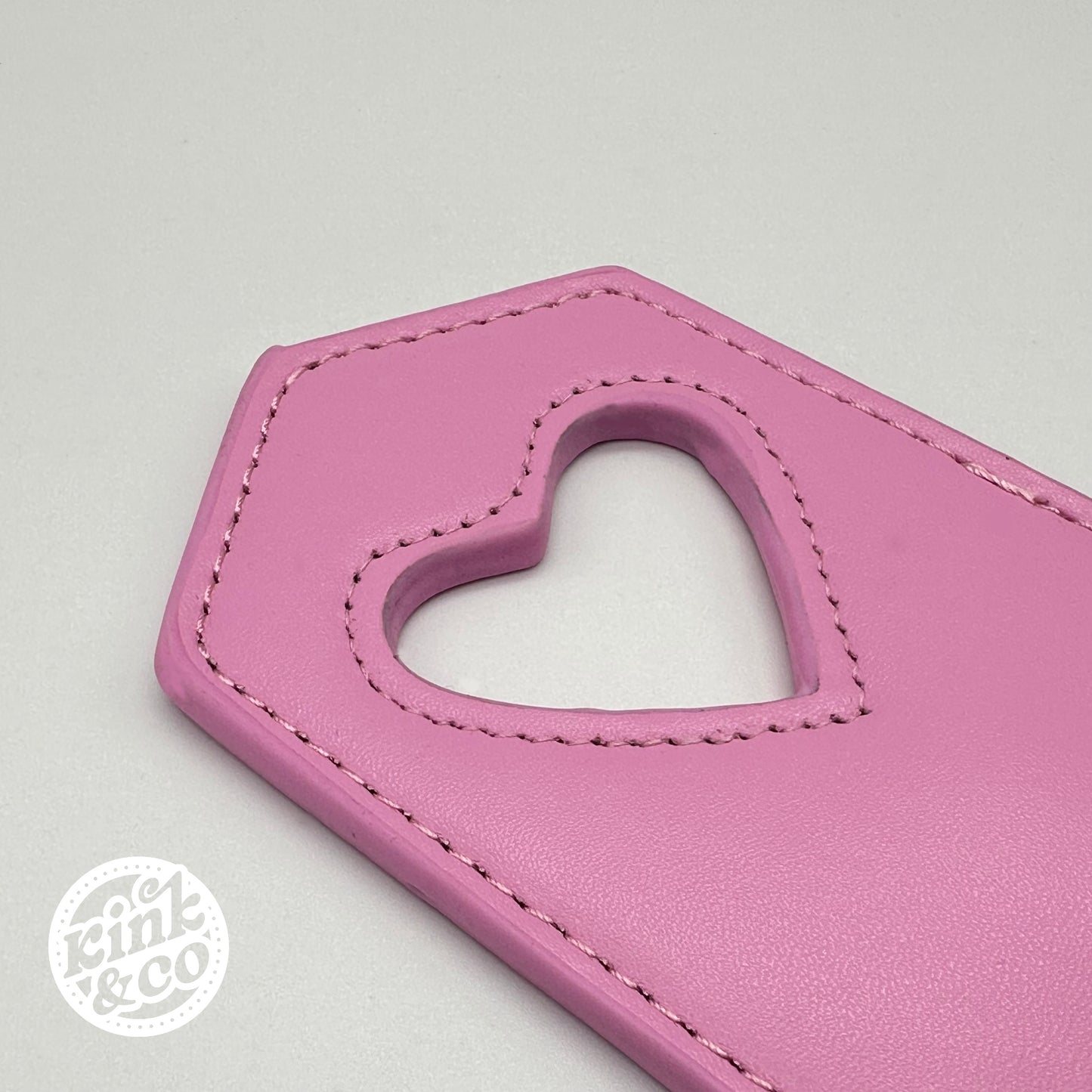 Pink Faux Leather Heart Spanking Paddle with Studs