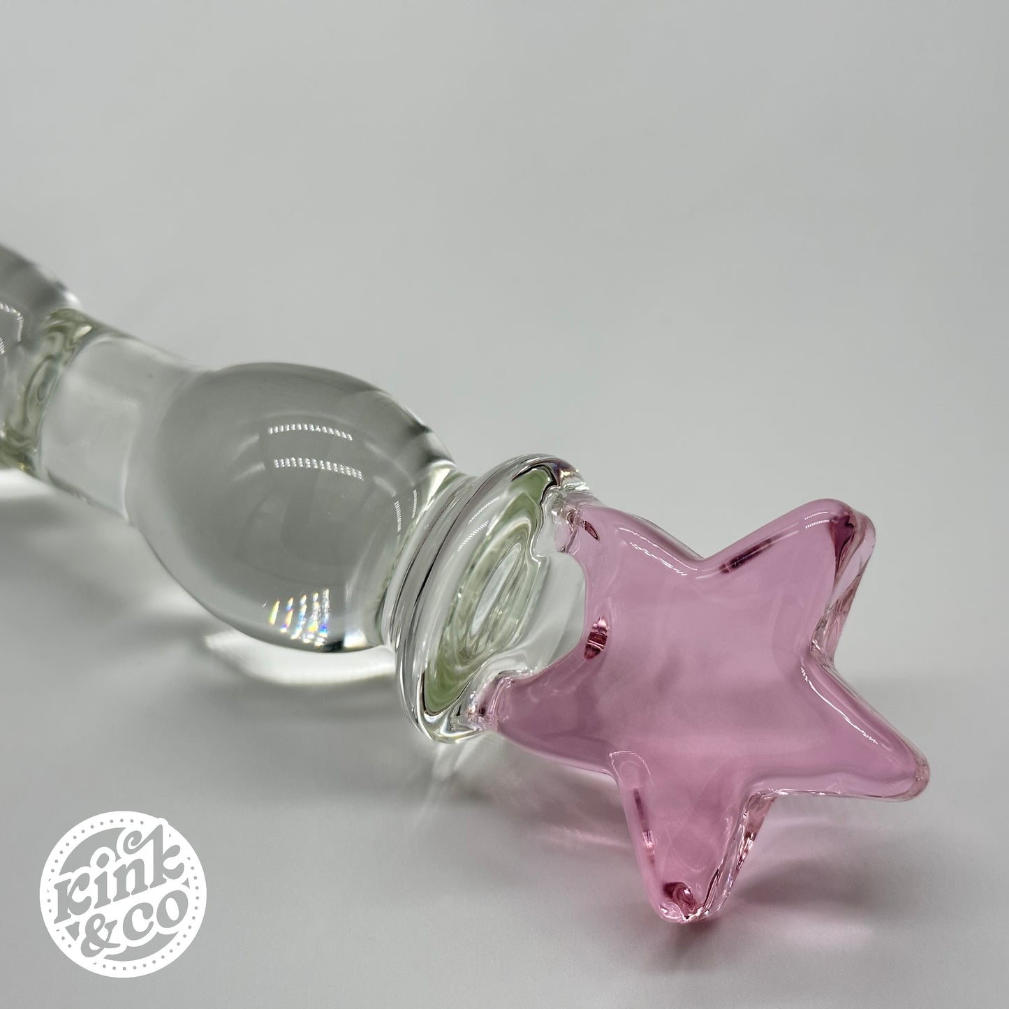 Beaded Glass Dildo with Pink Star Top