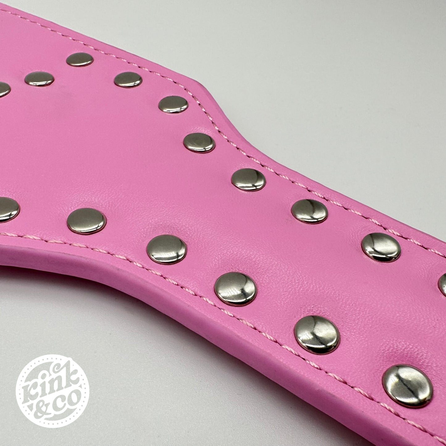 Pink Faux Leather Heart Spanking Paddle with Studs