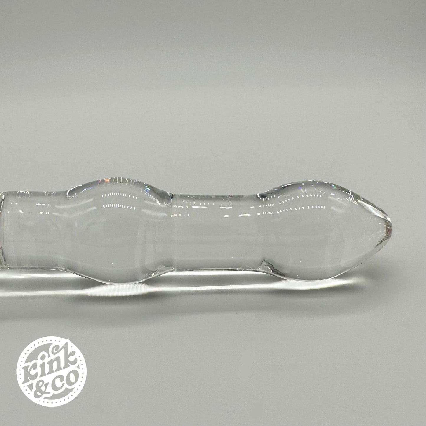 Side of Glass Dildo Pink Moon Top With Beaded Body - By Kink&Co