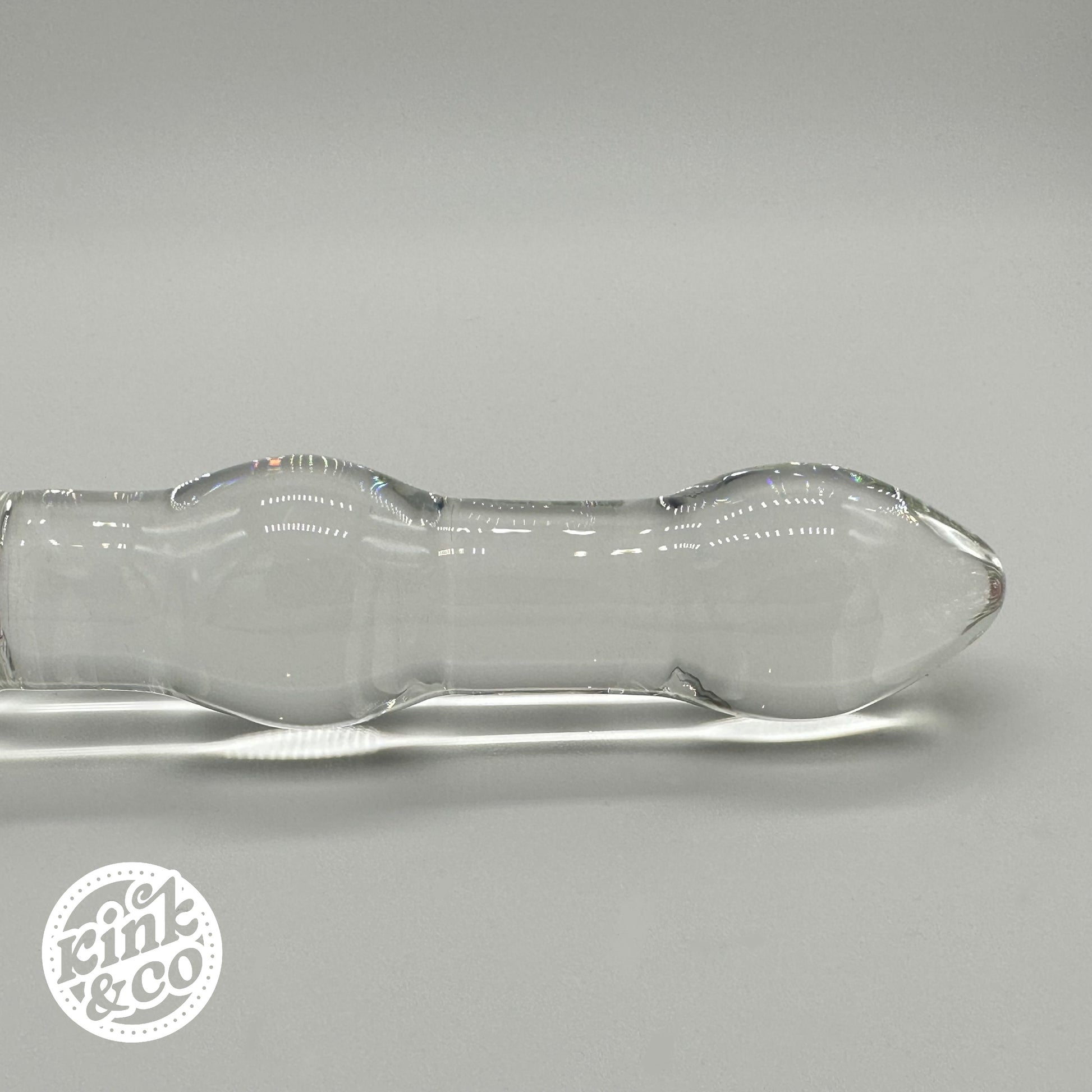 Side of Glass Dildo Pink Moon Top With Beaded Body - By Kink&Co