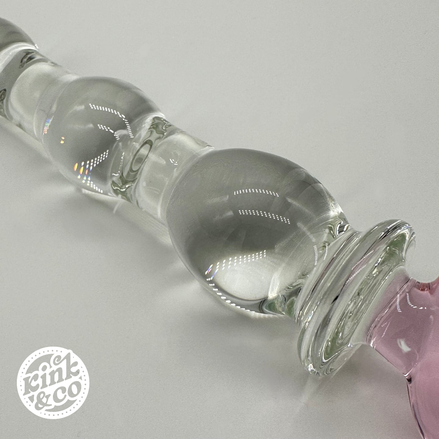 Body of Glass Dildo Pink Moon Top With Beaded Body - By Kink&Co