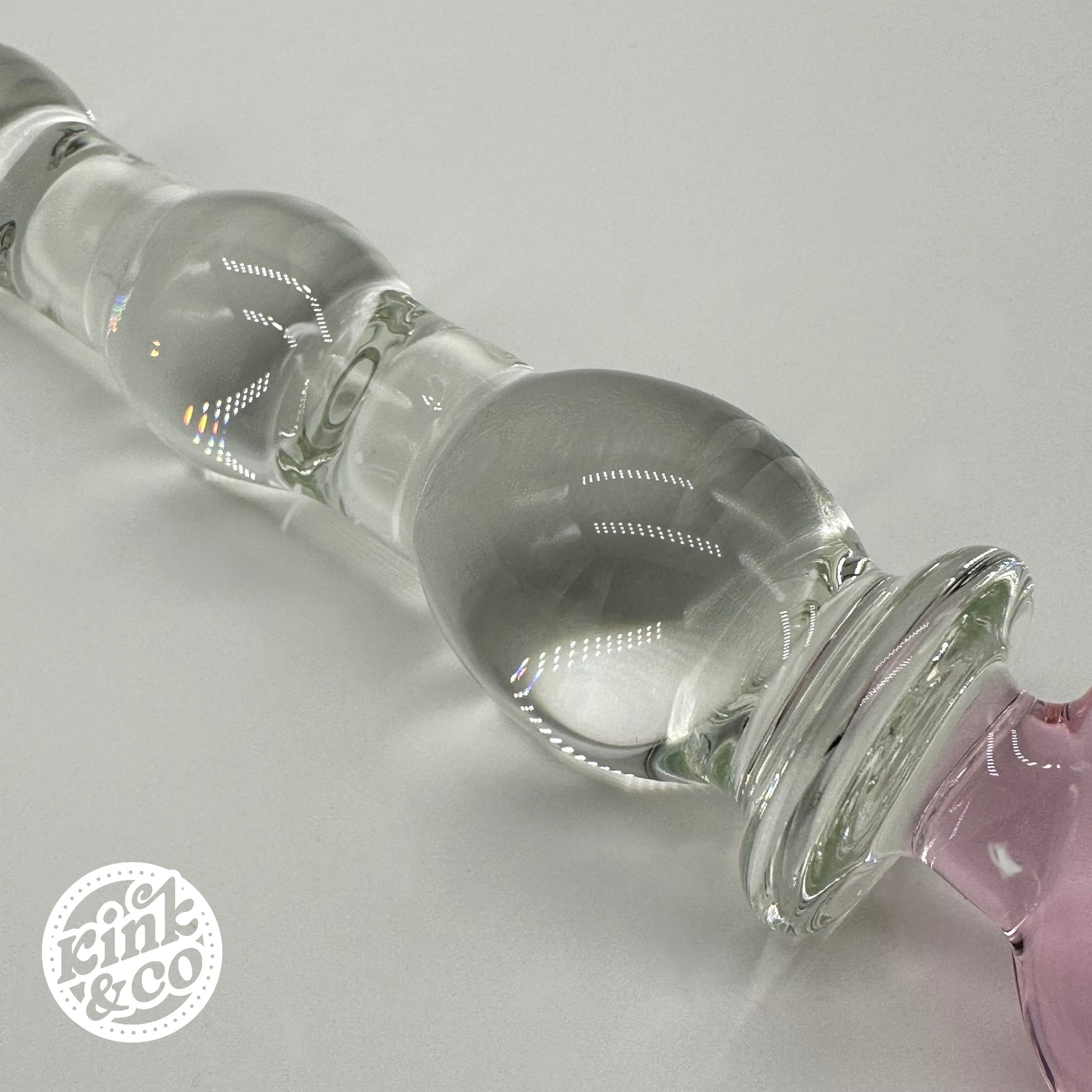 Body of Glass Dildo Pink Moon Top With Beaded Body - By Kink&Co