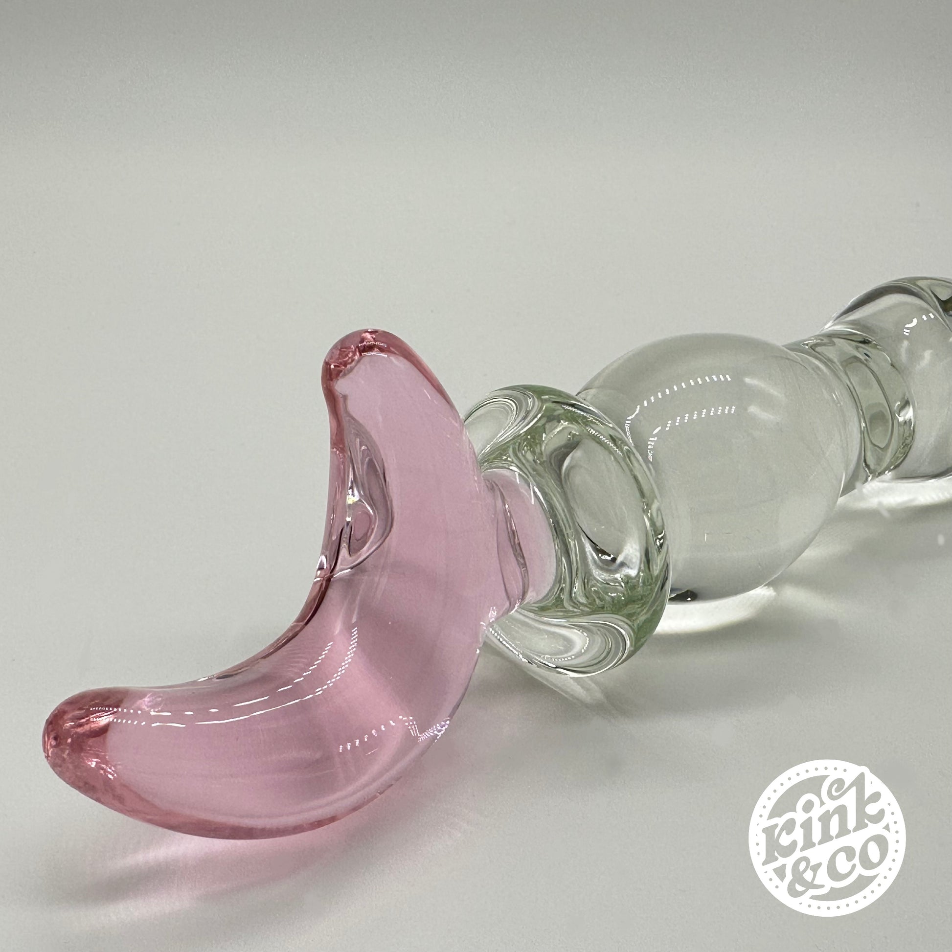 Top of Glass Dildo Pink Moon Top With Beaded Body - By Kink&Co