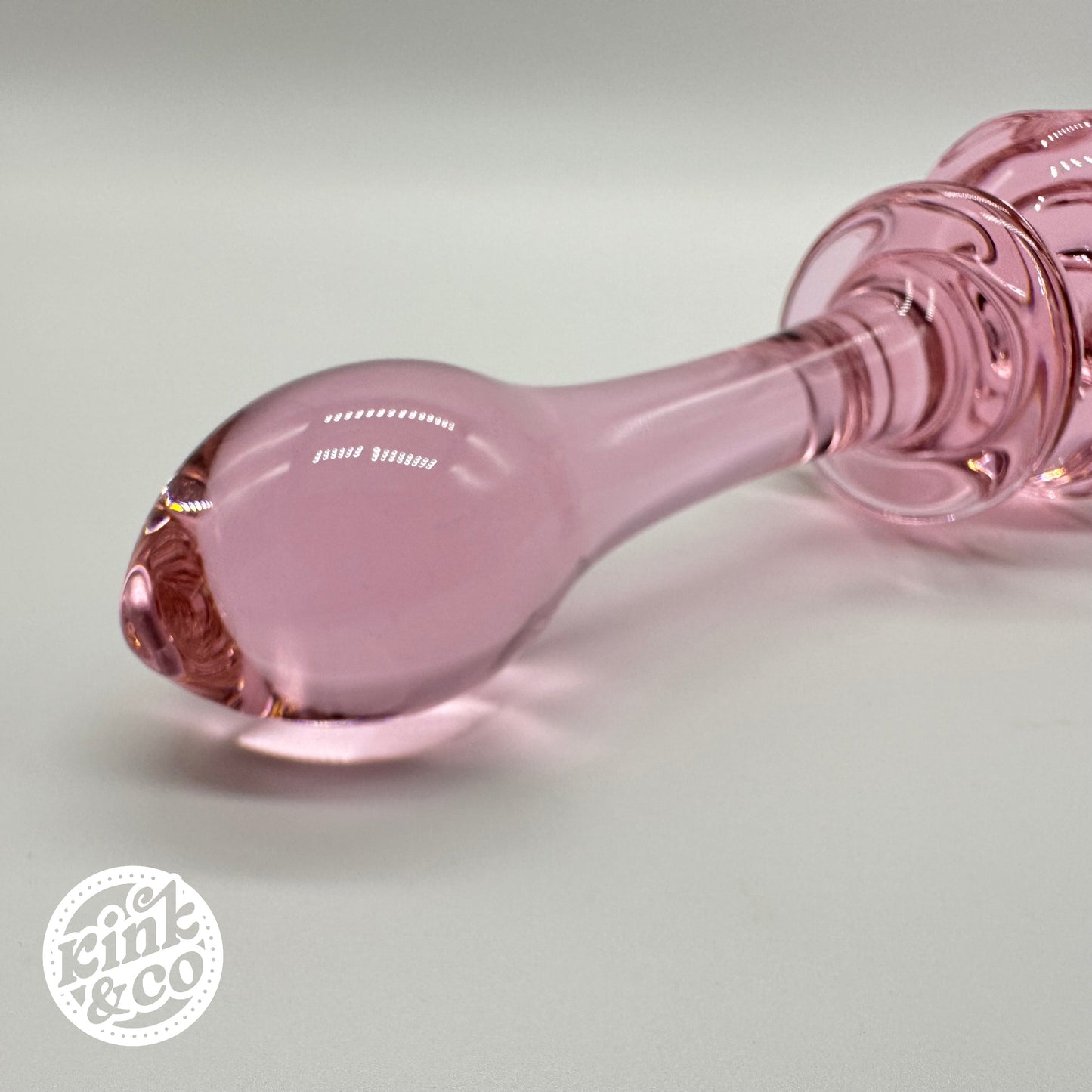 Pink Glass Butt Plug With Rose Top