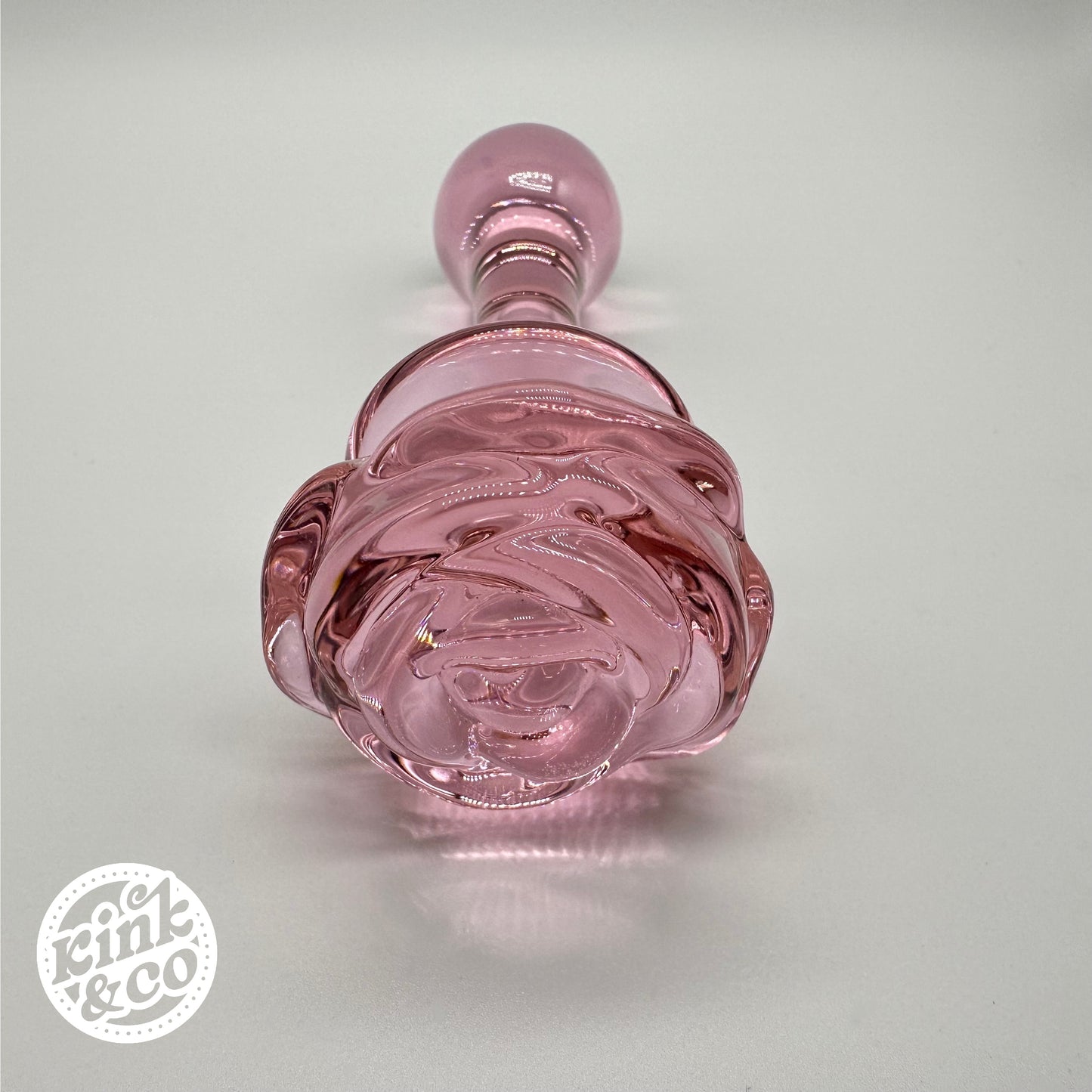 Pink Glass Butt Plug With Rose Top